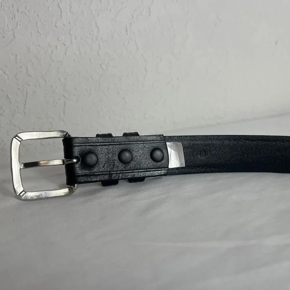 Unbranded Mens Black Genuine Leather Belt Size 48 Slim